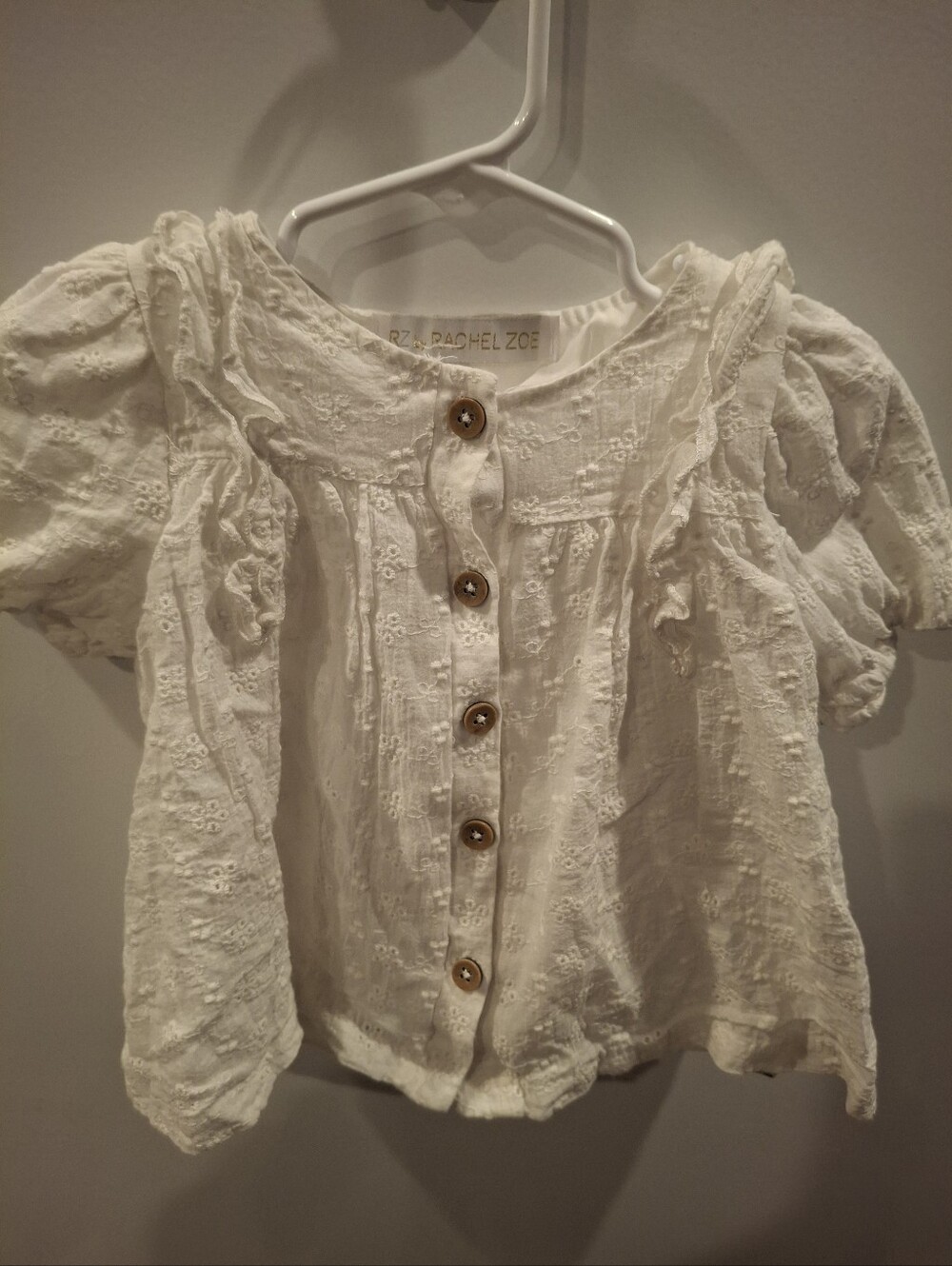 Rachel Zoe White Eyelet Button-Front Kids Top